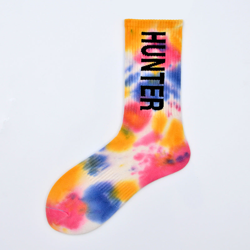 Tie-Dyed Thin Tube Socks For Men And Women