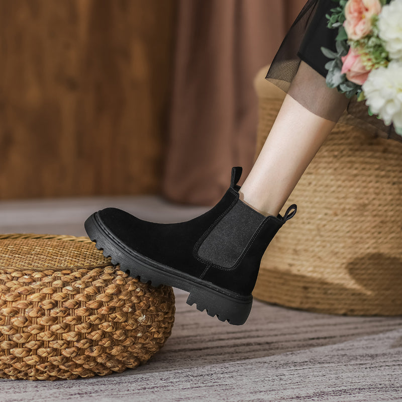 Women's British Style Leather Platform Martin Boots
