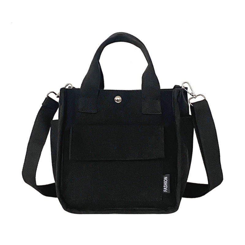 Tredimensionel Lærred Crossbody Taske med Flere Lommer