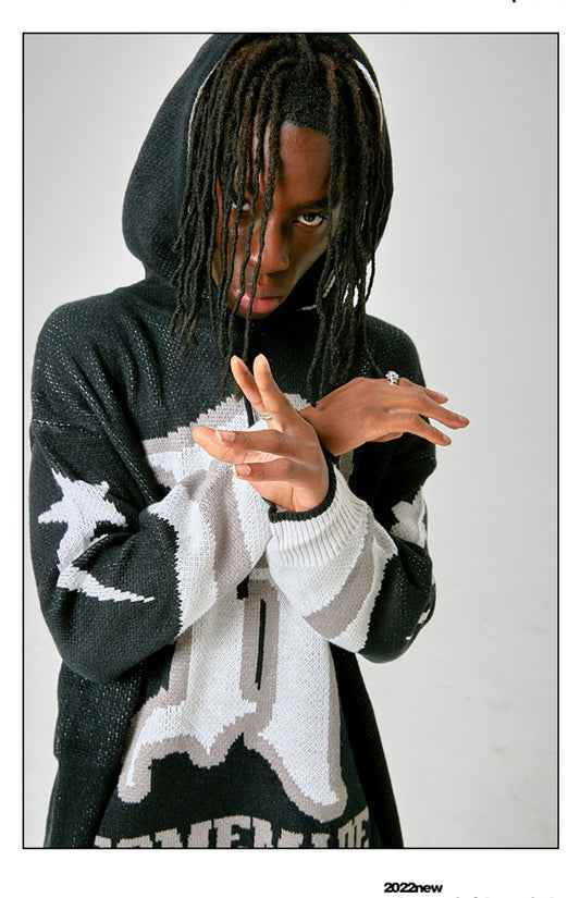 SweaterRetro Sweater Men's High Street Letters Embroidered