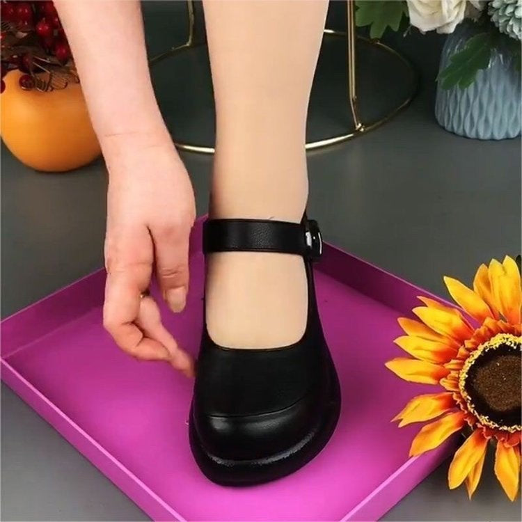 Women's Soft Leather Thick-soled Low-cut Shoes