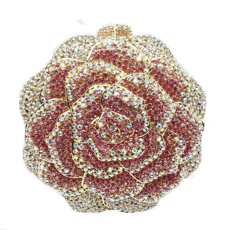 Ladies Evening Bag With Diamond-encrusted Floral Design