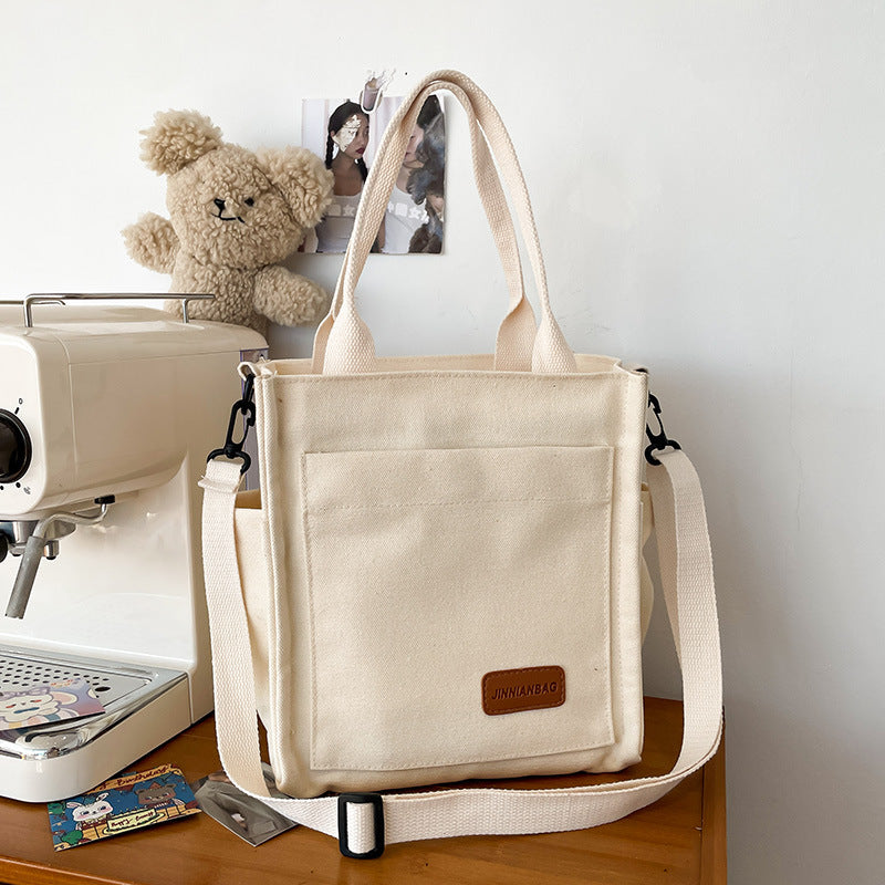 Women's Fashionable And Versatile Solid Color Thousand Layer Canvas Bag