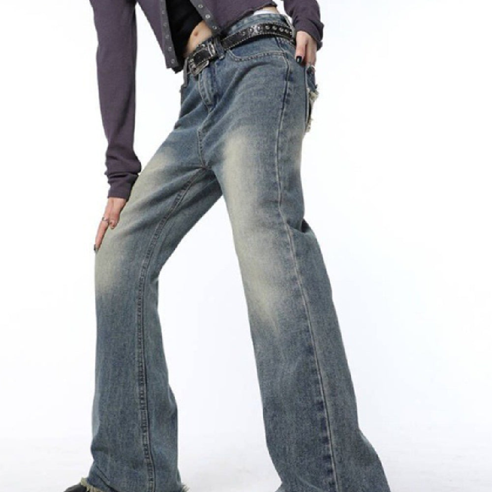 Women's Rough Edged Micro Flare Jeans