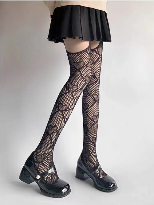 Women's High-Top Suspender Hollow-Out Sheer Tights