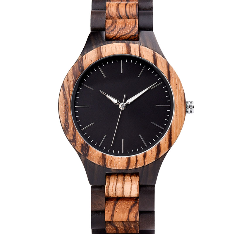 Men's wooden strap quartz watch