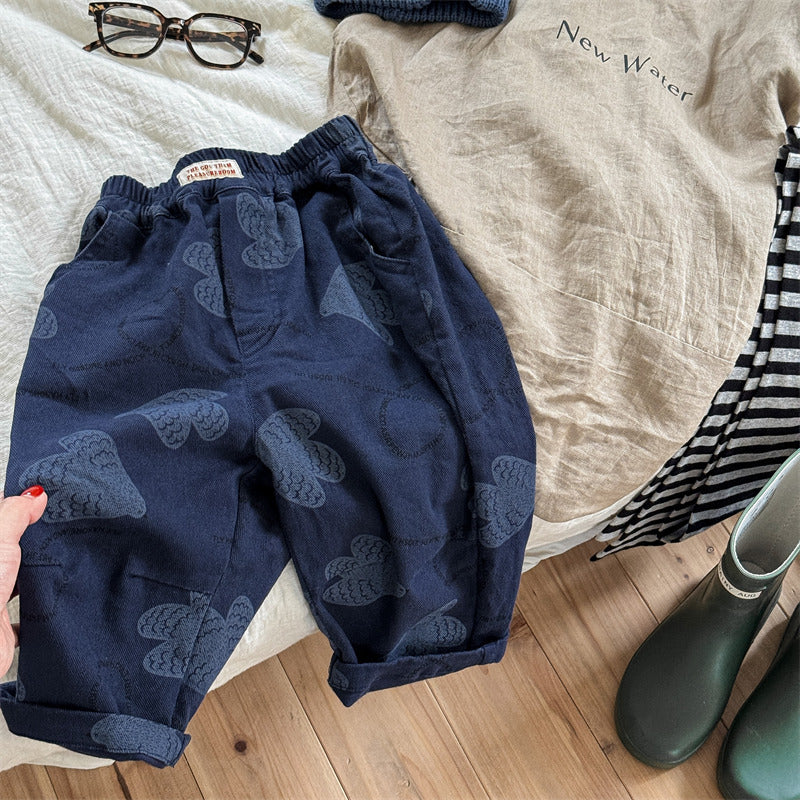 Children's Washed Cotton Casual Pants