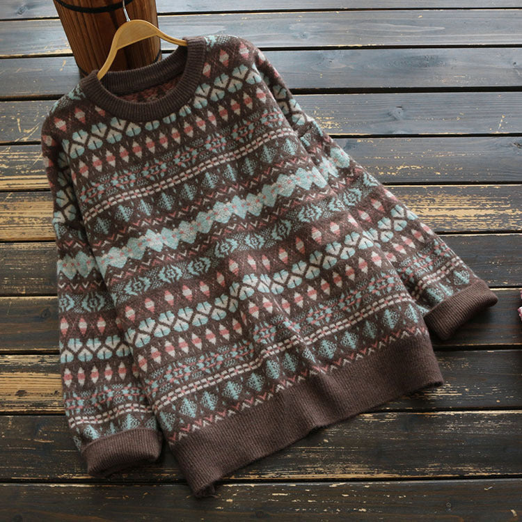 Women's New Loose Retro Ethnic Style Pullover