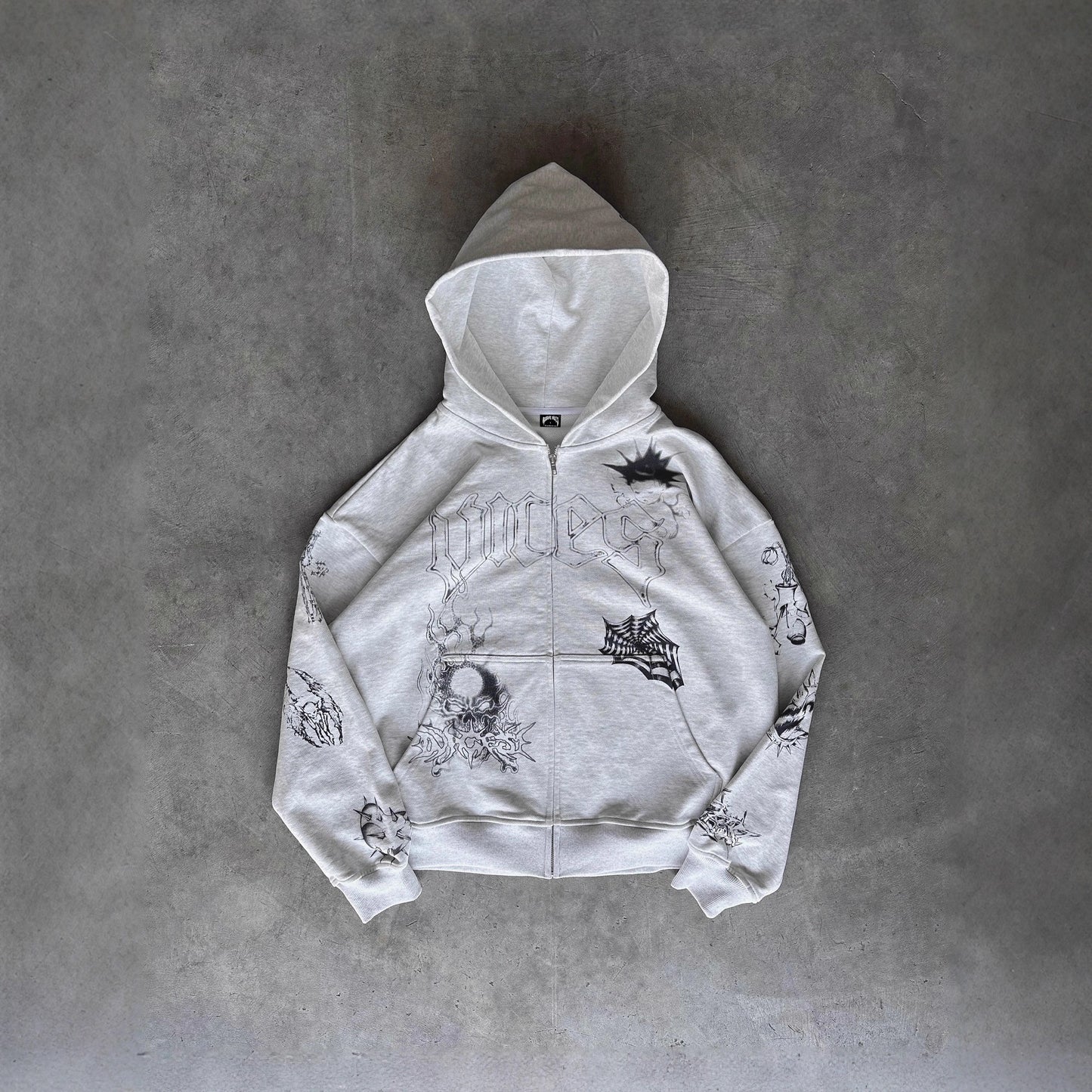 Printed Design Hoodie Loose Zip Sweater