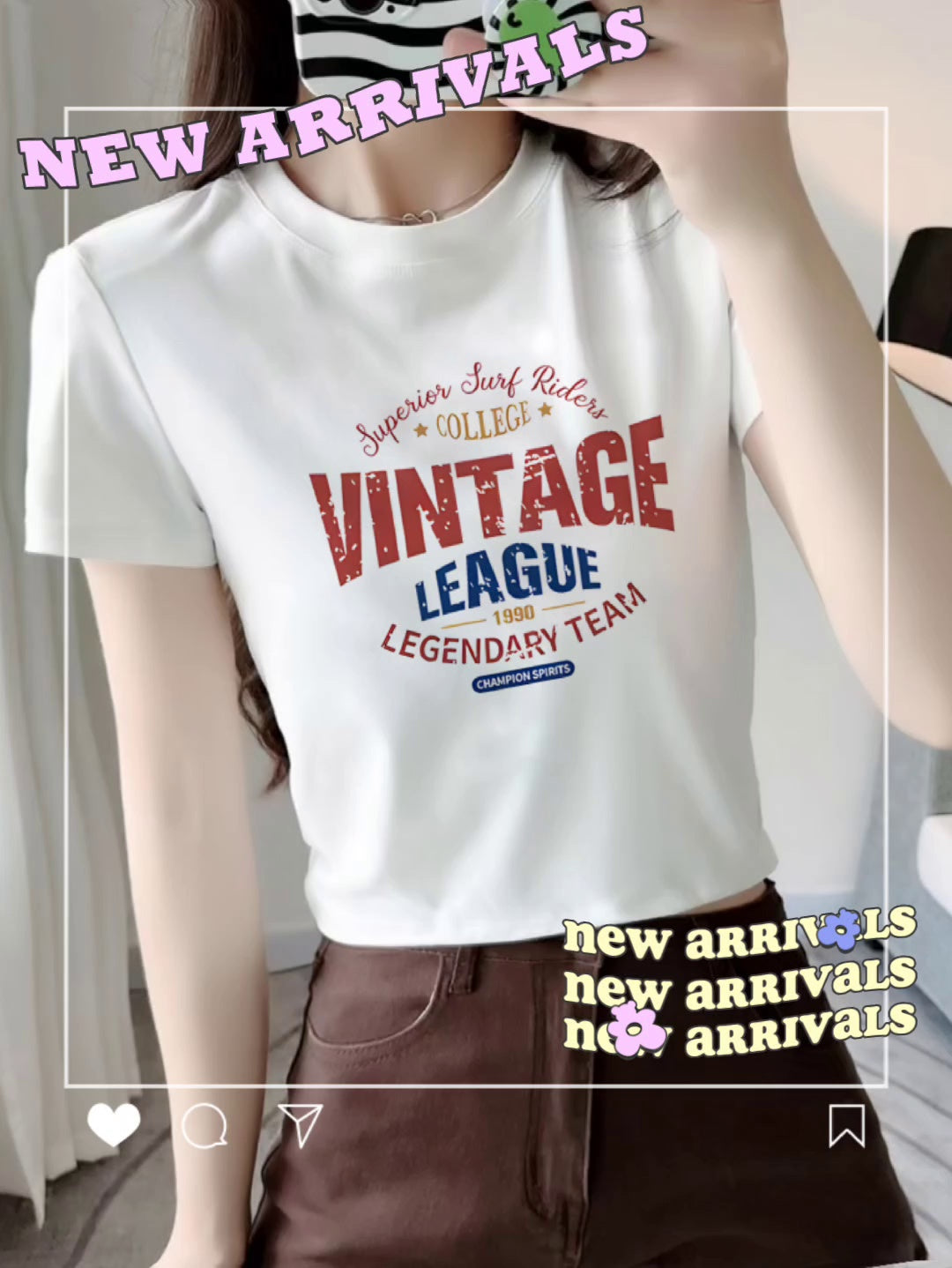 Retro Alphabet Short-sleeved T-shirt Short Top