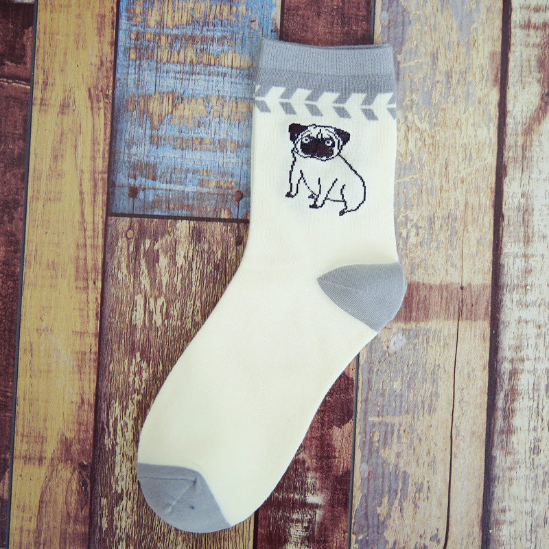 Tube Socks Pet Dog Gathering Men's Socks Autumn And Winter Cartoon 100 Cotton Socks