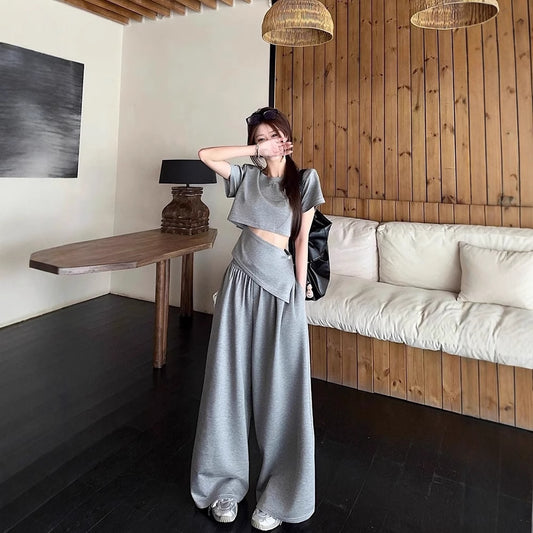 Top T-shirt And Loose-fitting Wide-leg Pants Set