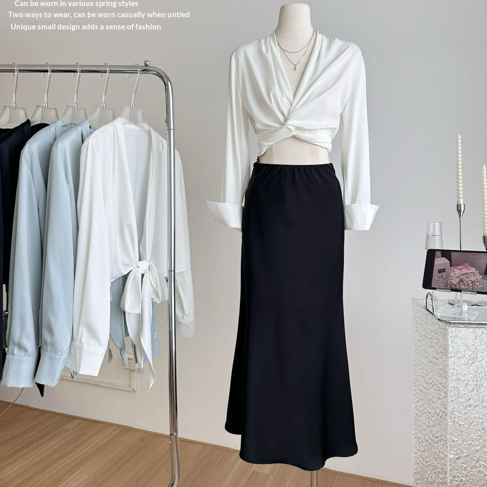 Designer-style Niche French Blouse And Skirt Two-piece Set