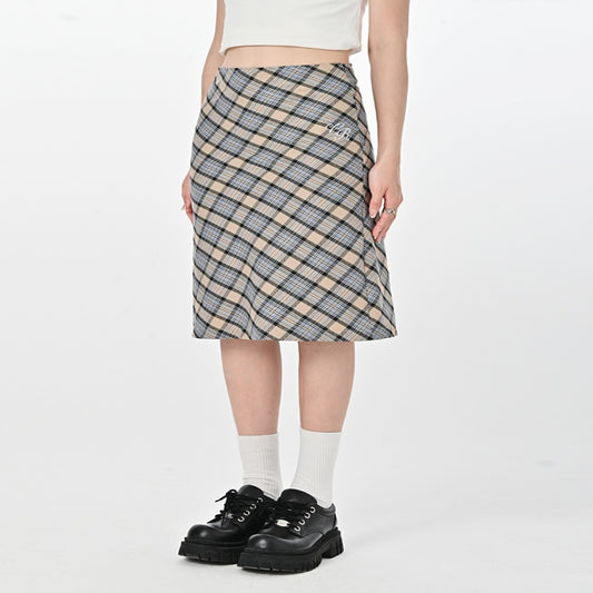 Plaid Skirt Women's High Waist Mid-length Hip Skirt