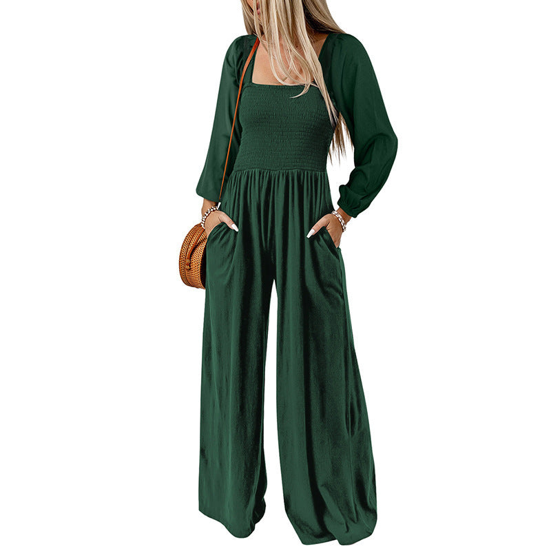 New Solid Color Wide Leg Trousers Women's European And American Thin Simple