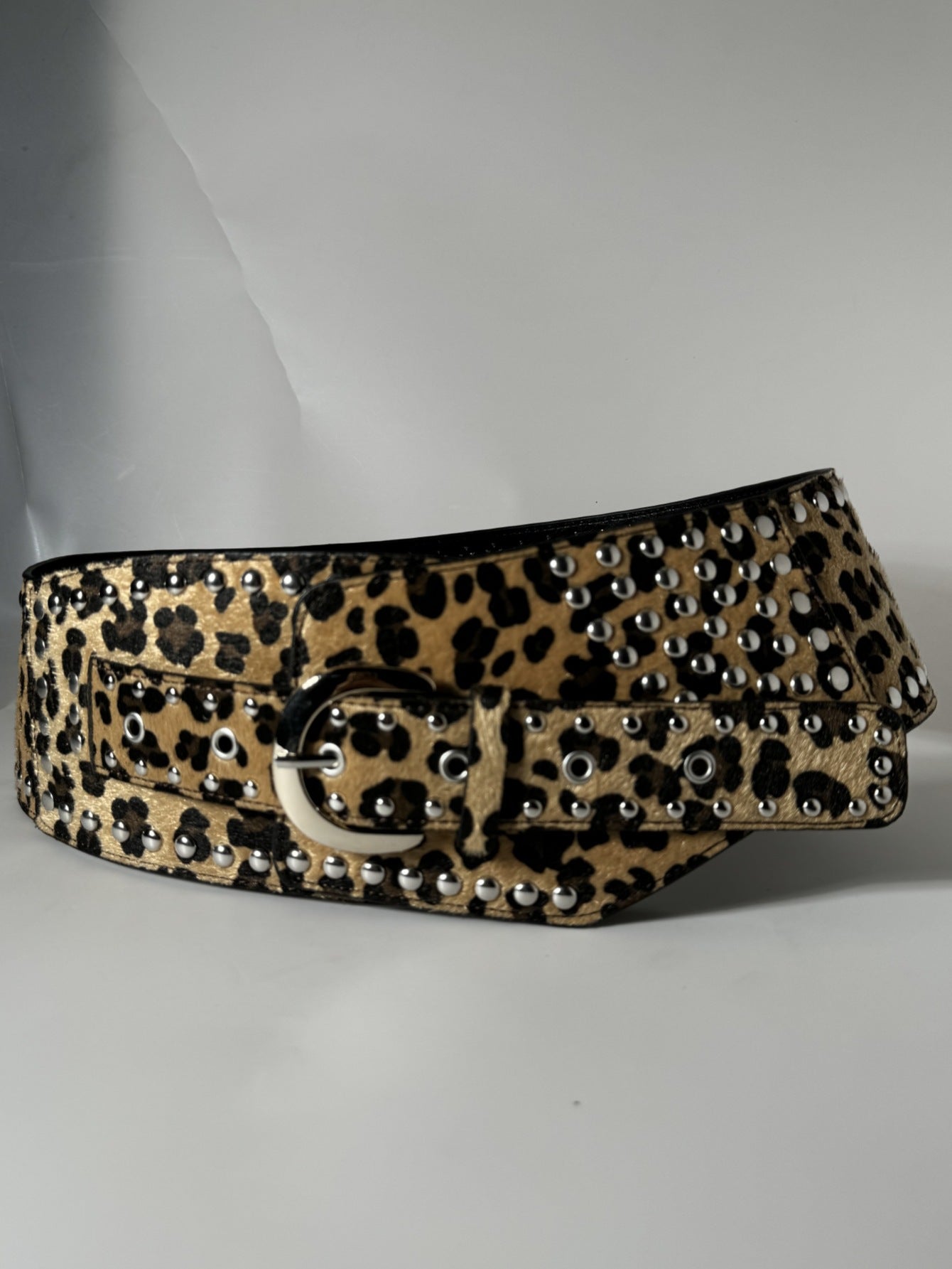 Chic efterår/vinter hestehår leopardprint fluffy bredt bælte