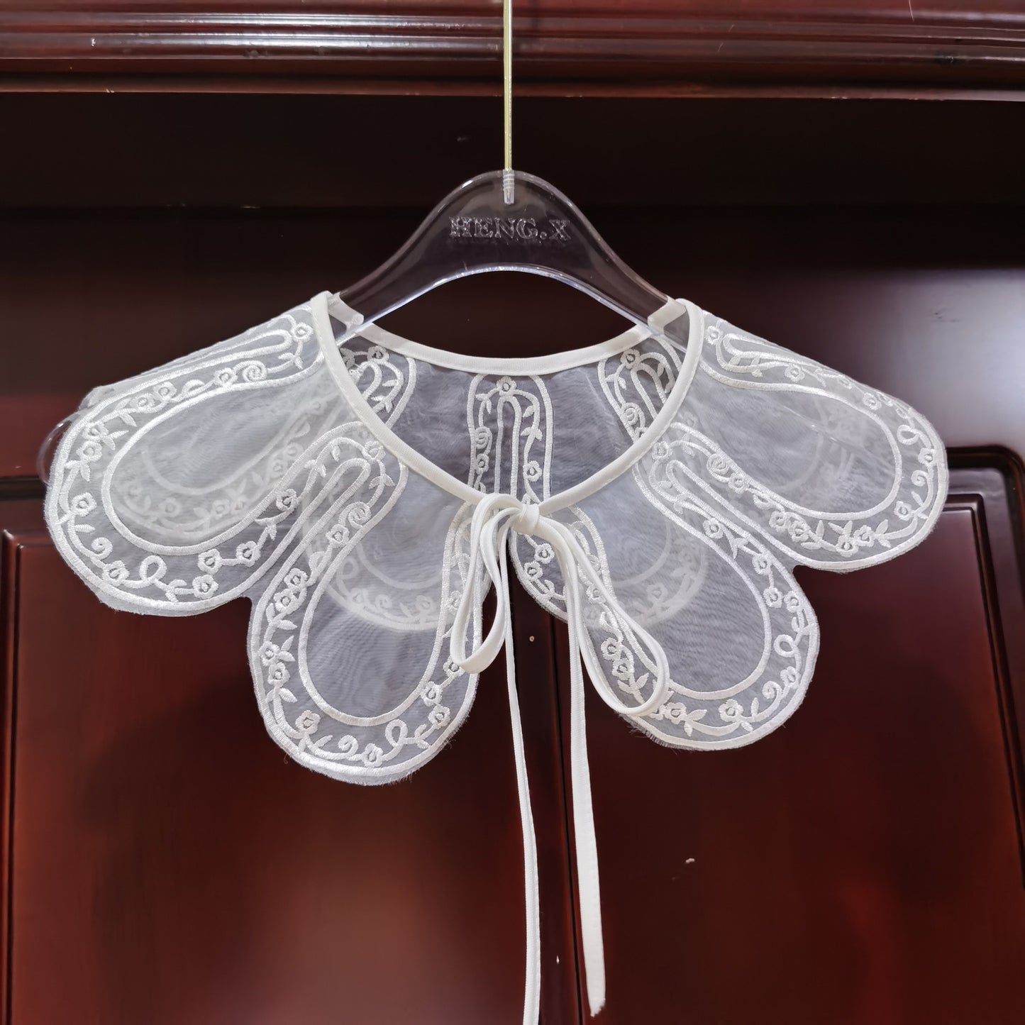 Embroidered Organza Lace Collar Flower Women's Shawl