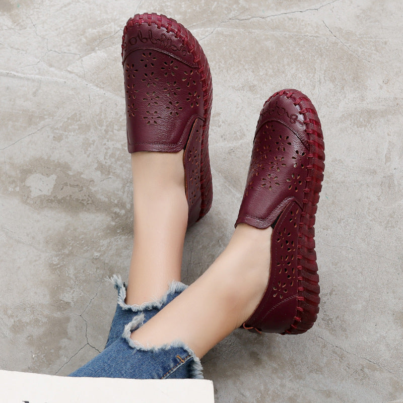 Comfortable Soft Bottom Breathable Non-slip Elders Grandma Middle-aged And Elderly Leather Shoes