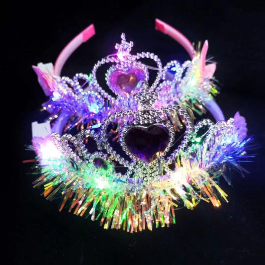 Luminous Gold Silk Princess Crown Sliding Toothed Children Clip Headband Head Accessories