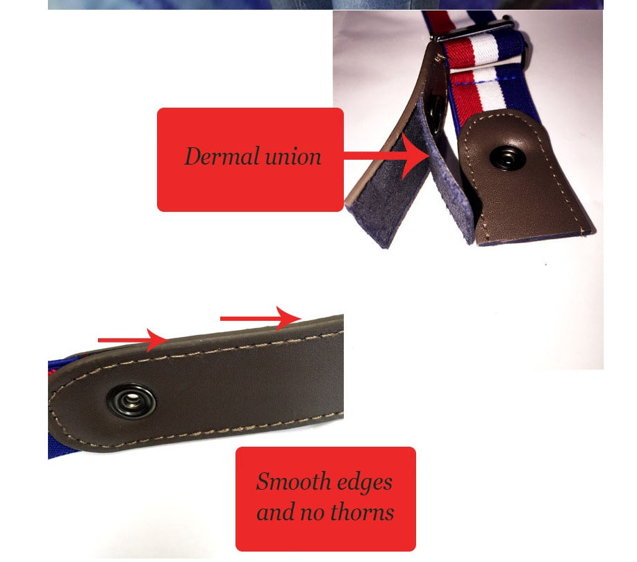 Leather Slim Stretch Invisible Belt Jeans Simple Joker Men and Women Lazy Belt