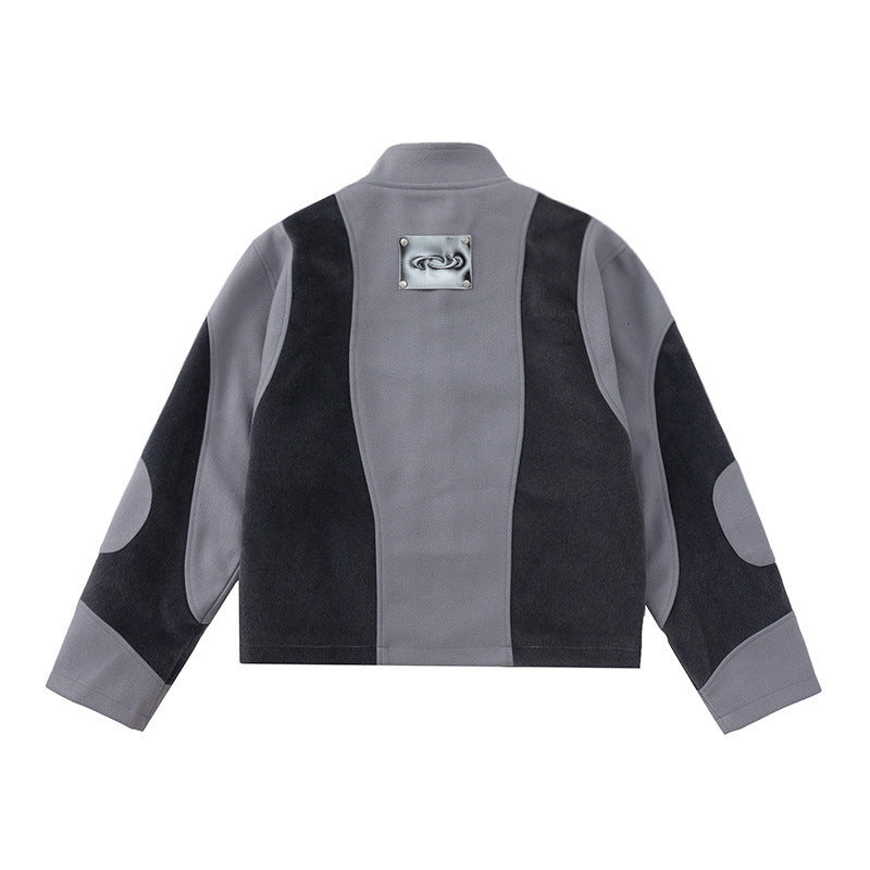 Men's Autumn And Winter Special-interest Design Woolen Patchwork Jacket Coat