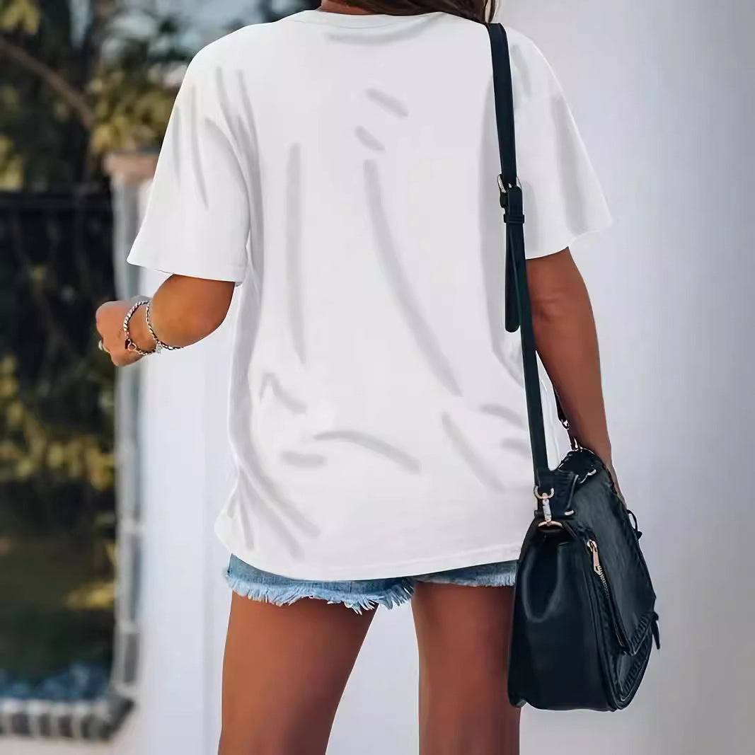Fashion Casual Home Commuter's All-matching Crew Neck Short Sleeve T-shirt