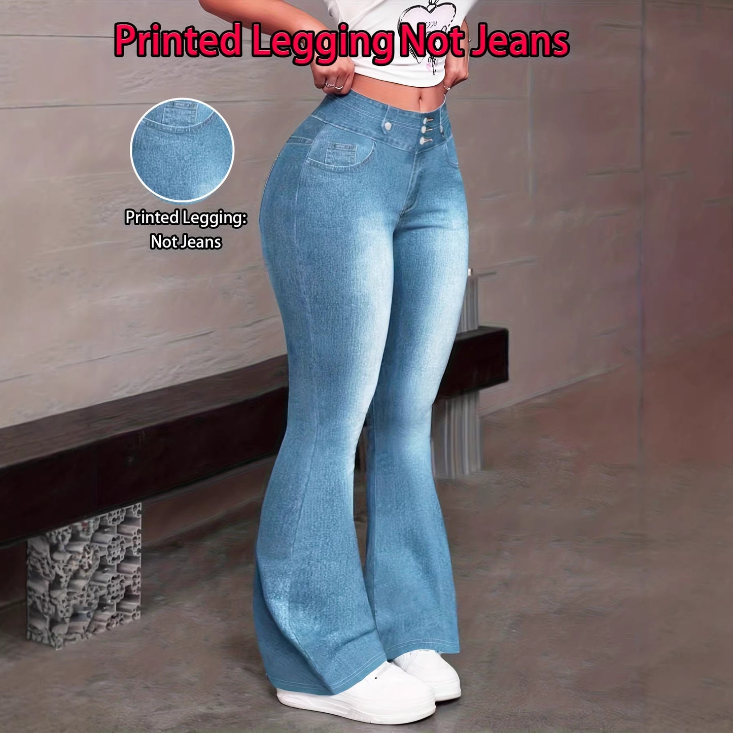 Stylish Womens Faux Denim With Butterfly Print