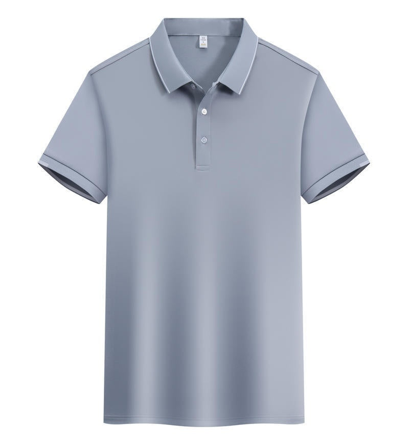 ICE Cotton Single Side Color Secondary Collar Lapel Short Sleeve Polo Shirt