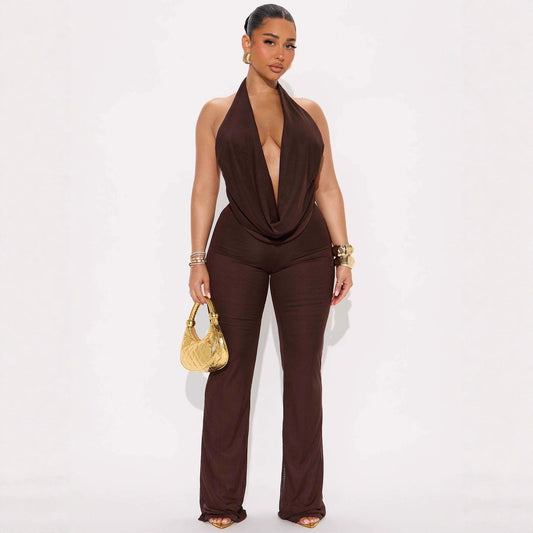 New Women's Clothing Sexy Ethereal Halter-neck Plunging Neckline