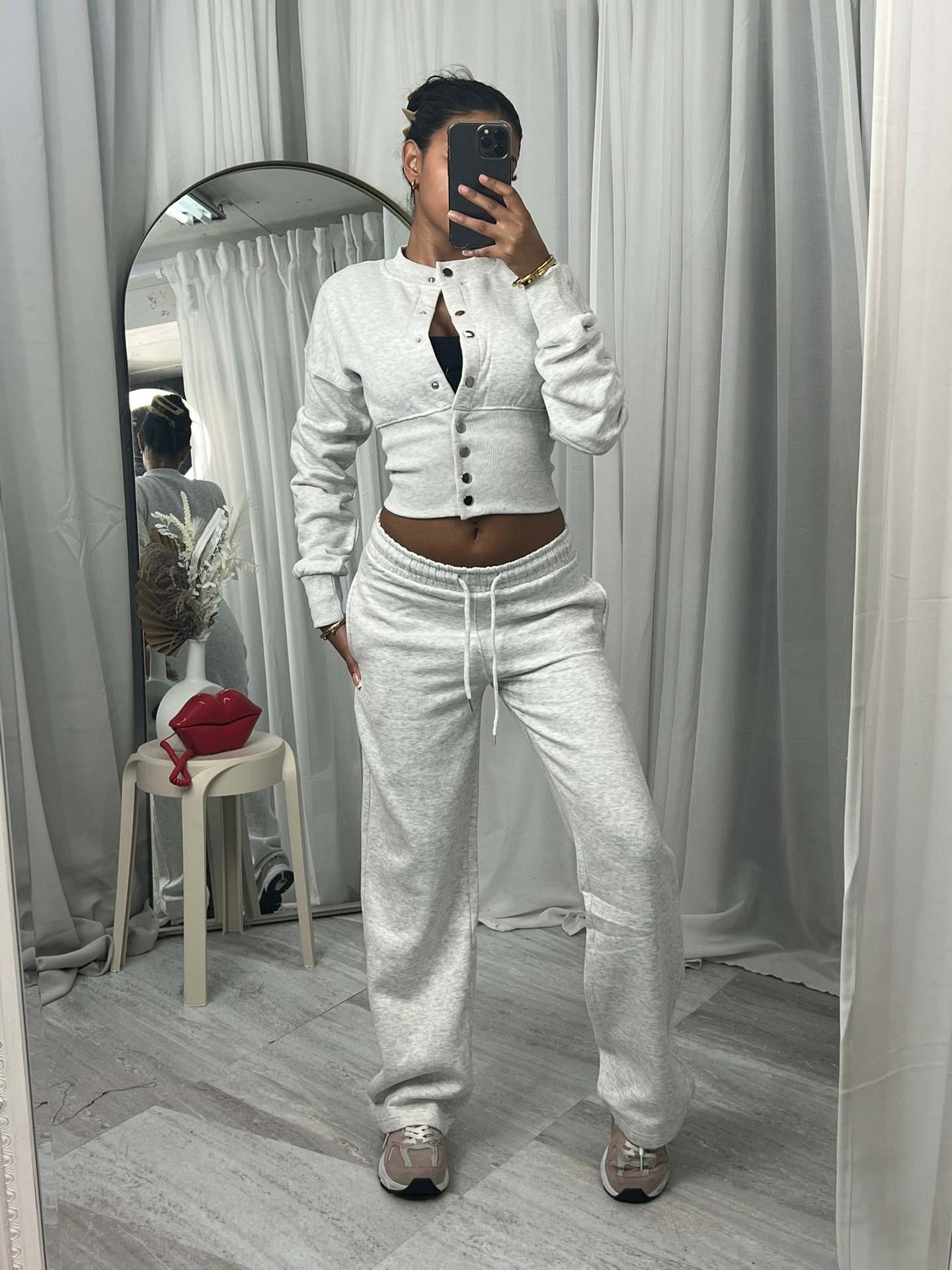 Springautumn New Casual Set Solid Color Buttoned Up