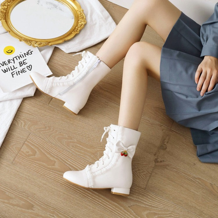 Sweet Bow Flat Darling Women's Boots Lace-up