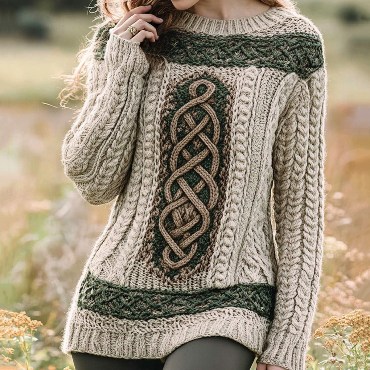 Digital-Print Crewneck Sweater Knitwear  3D