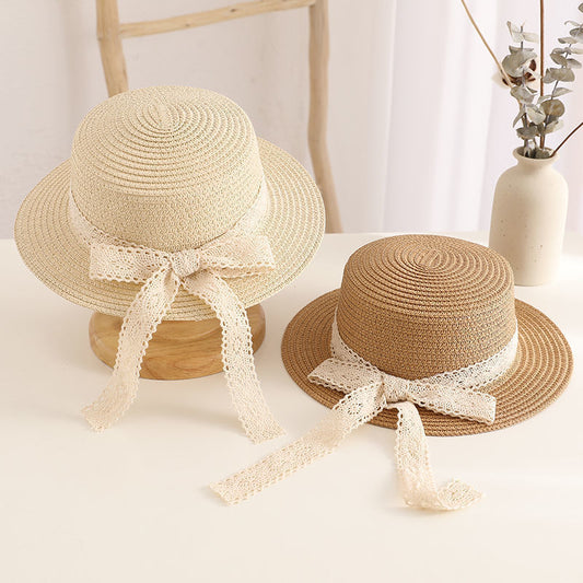 Lace Bow Ribbon Straw Hat