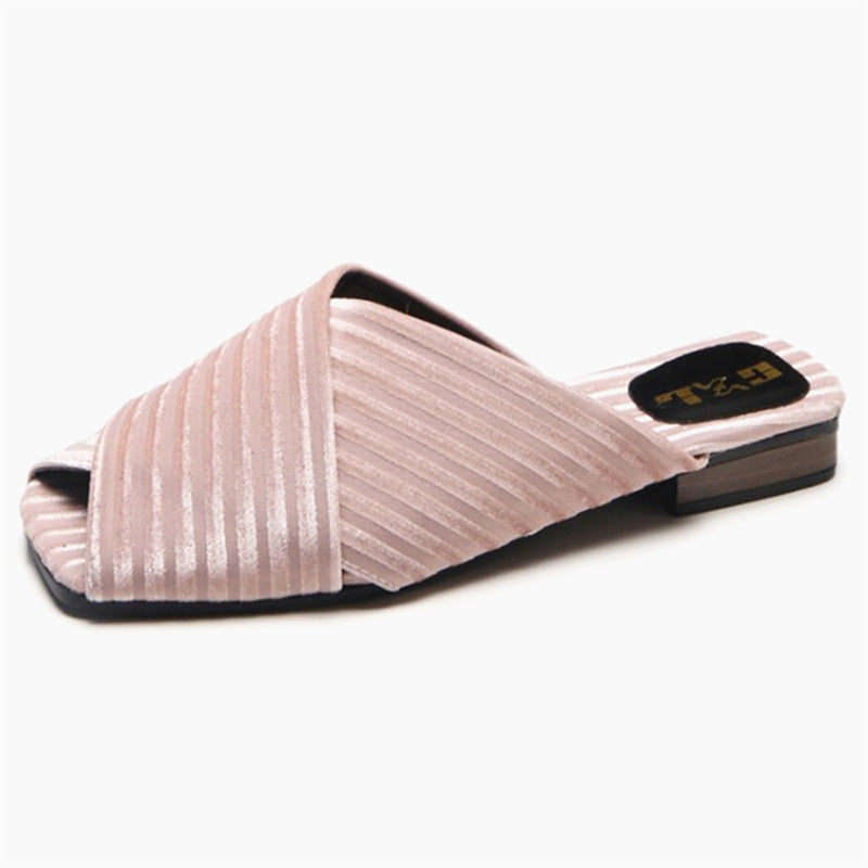 Summer New Style Korean Fashion Low Heel Sandals And Slippers