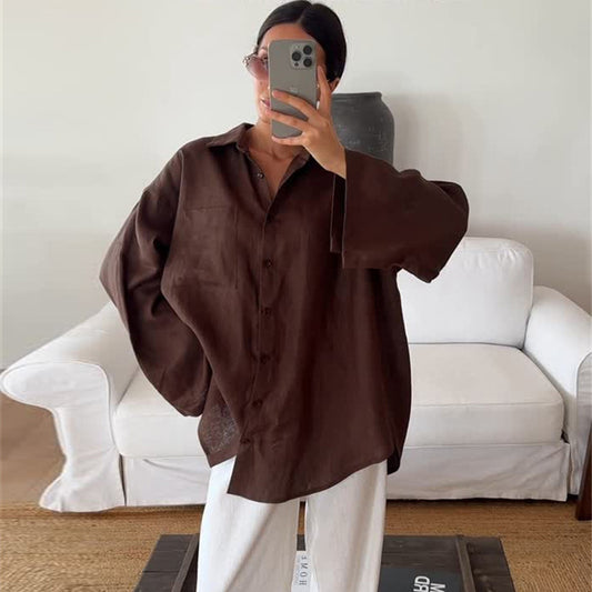 Stylish Loose-fitting Long-sleeve Womens Blouse