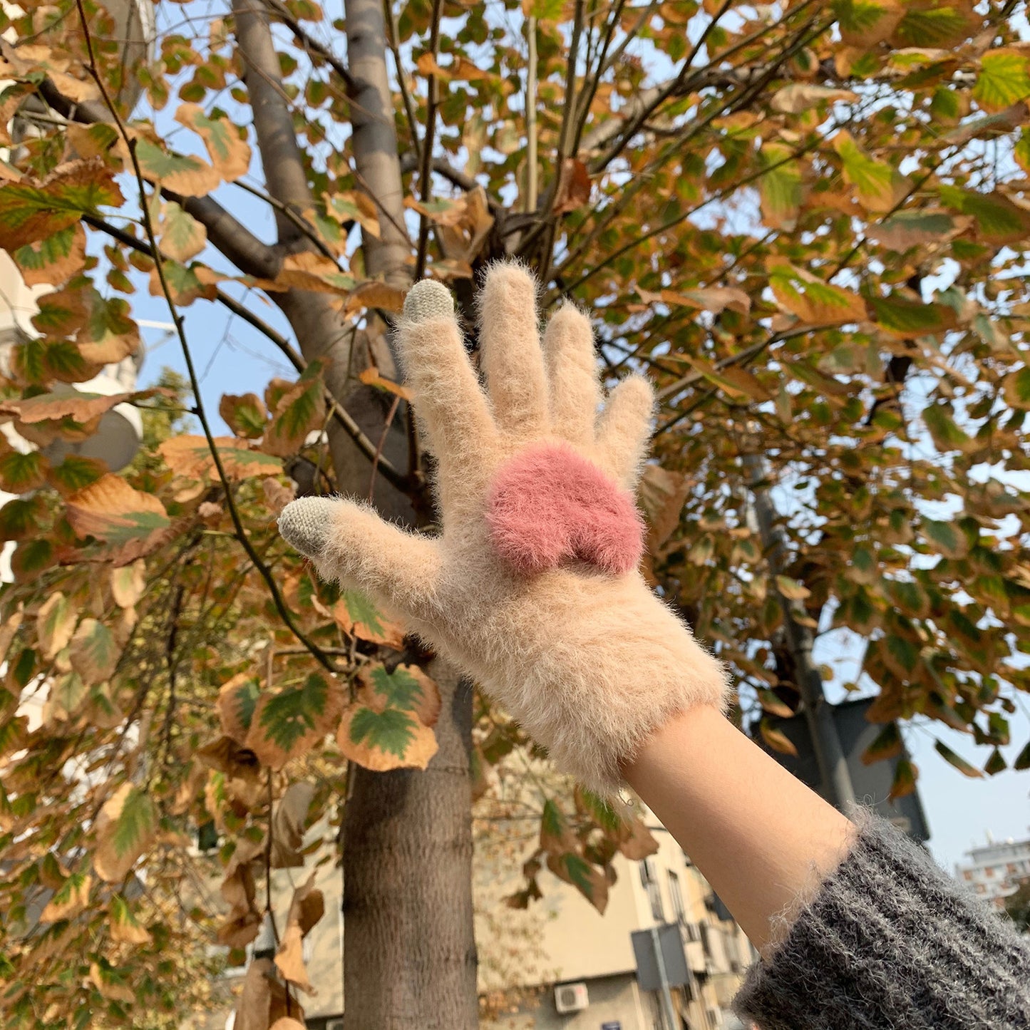 Winter Fingerless Knitted Gloves Touchscreen Warm Windproof