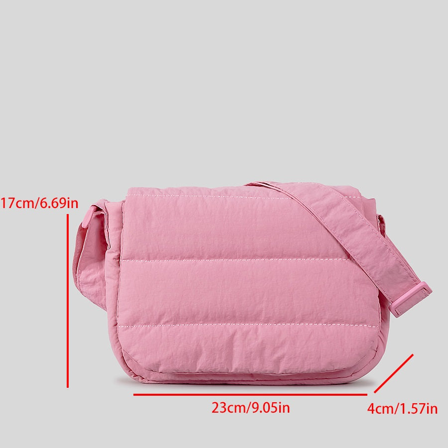 Simple And Lightweight Flap Special-interest Design Quilted Wide Shoulder Strap Crossbody Bag