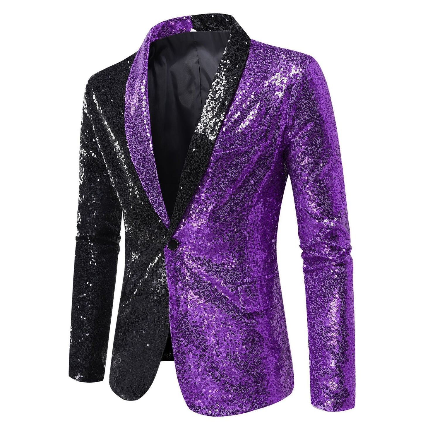 Euro-American Performance Dress Color-blocking Sequin Suit