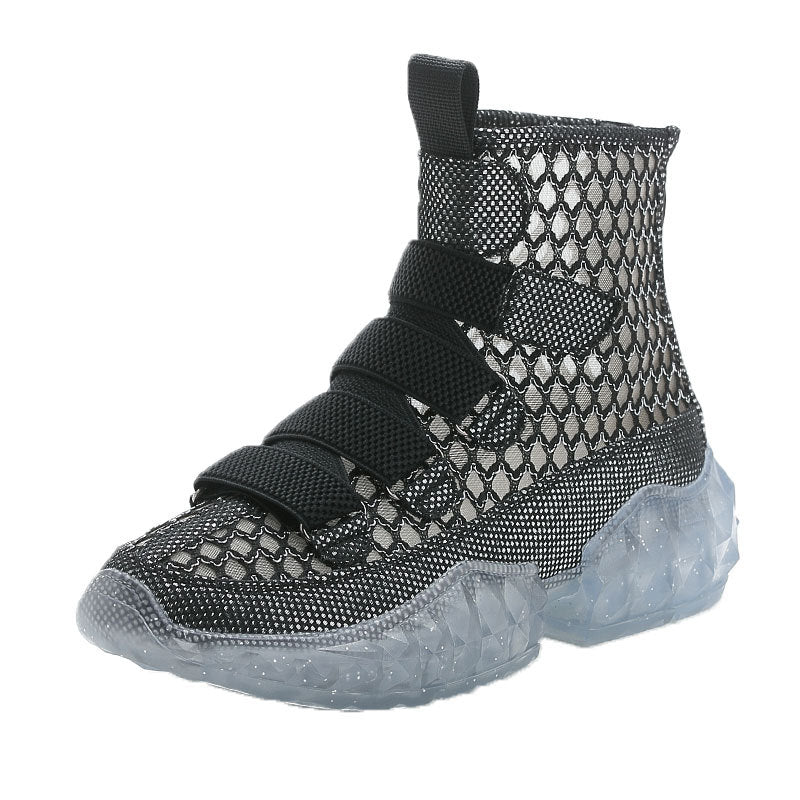 Velcro mesh hollow boots