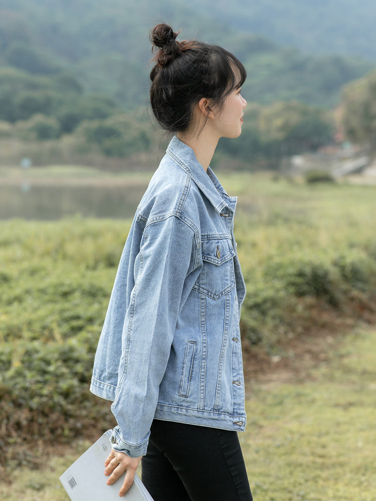 Women's Spring Retro Hong Kong Style Denim Jacket