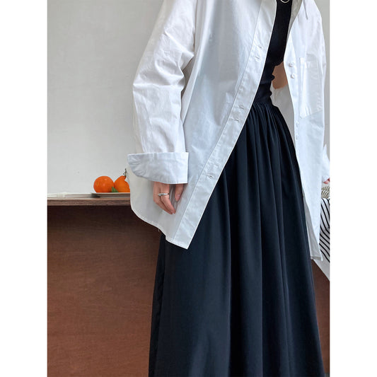 French Casual Simple Solid Color Shirt For Women