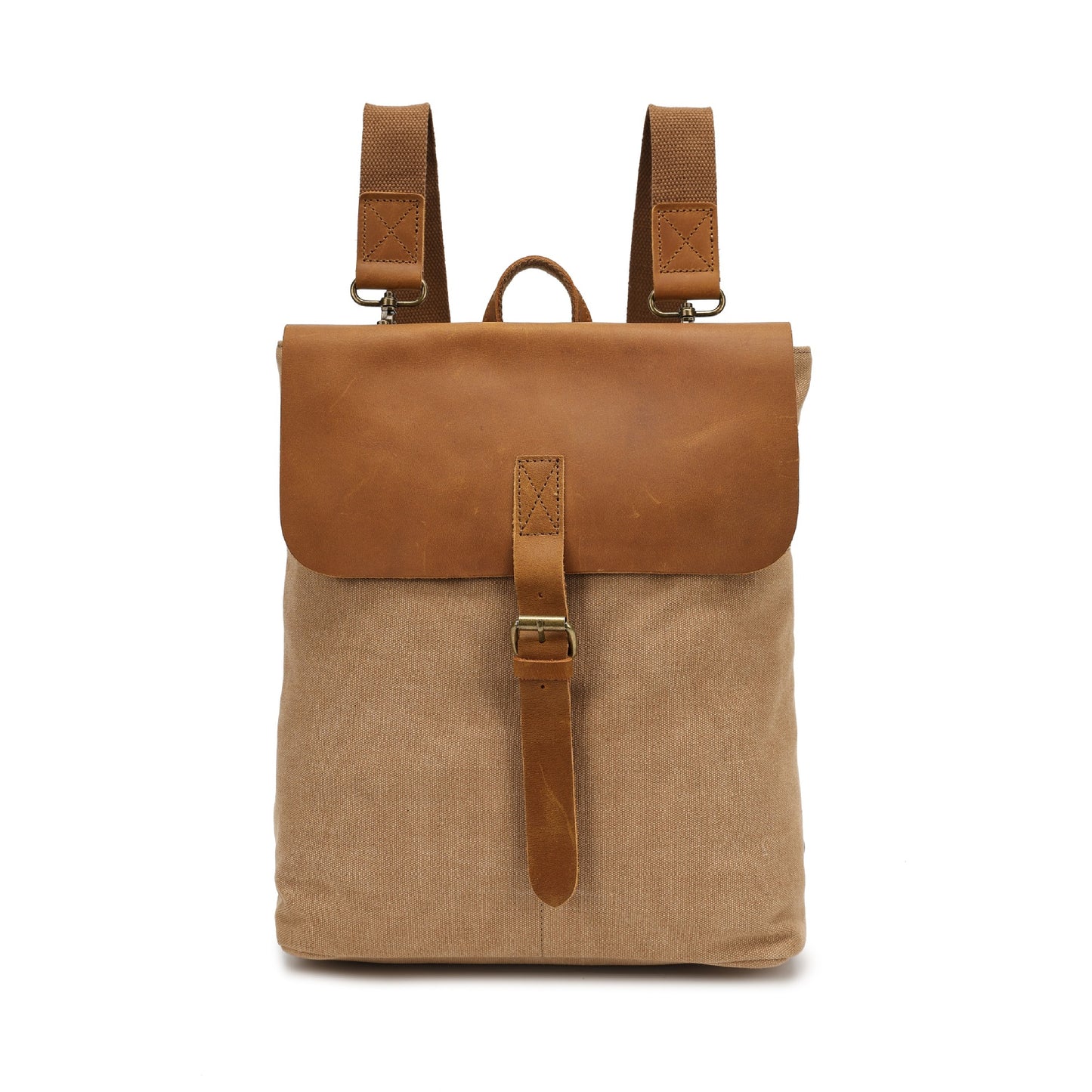 Crazy Horse Leather Casual Student Minimalist Backpack