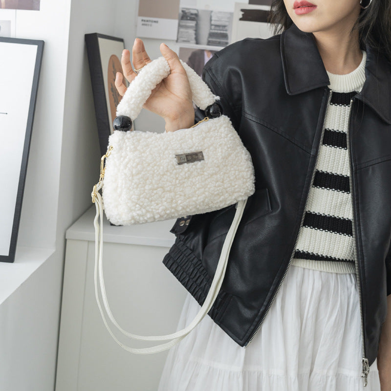 Women's Fashionable Lamb Wool Shoulder Messenger Bag