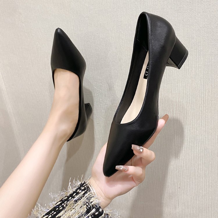 Round Head Thick Bottom Casual Women's Low-cut High Heels