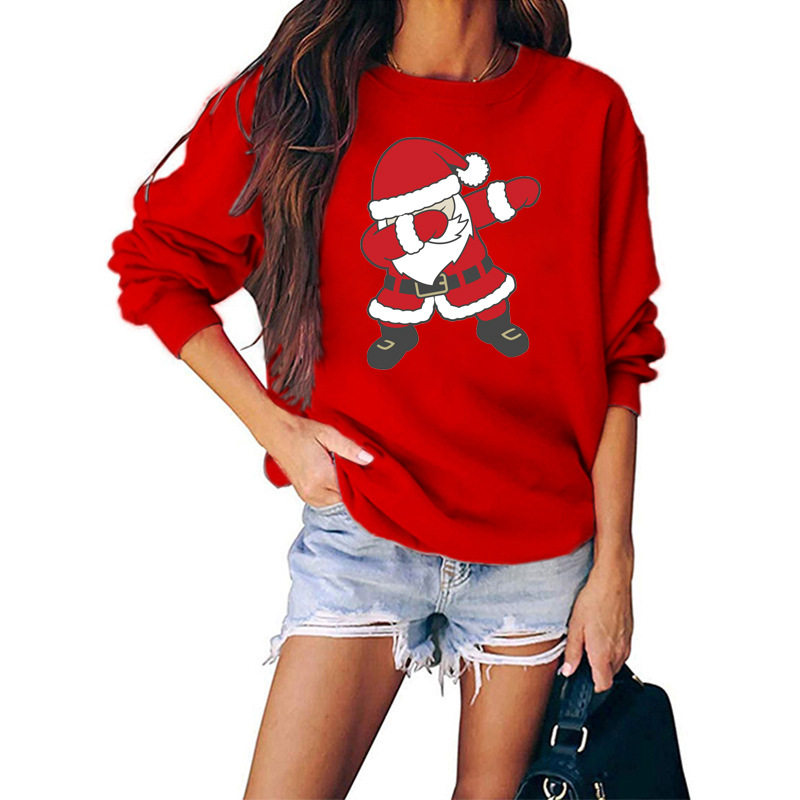 Merry Christmas Sweater Crew-Neck Red Long-Sleeve Pullover