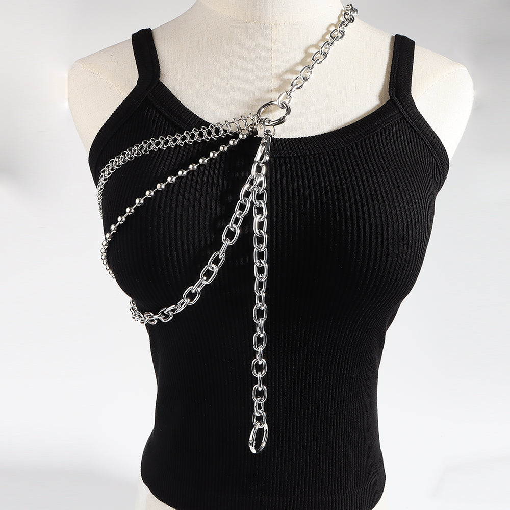 Men's And Women's Personality Fashion Multi-layer Metal Punk Waist Chain All-in-one Detachable Strap Dual-use Body Chain Hip Hop Chic Cool Chain