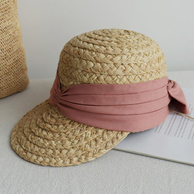 Raffia Women's All-match Pleated Cotton Hat Bow
