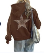 Women's Fashion XINGX Printed Loose Hooded Sweater