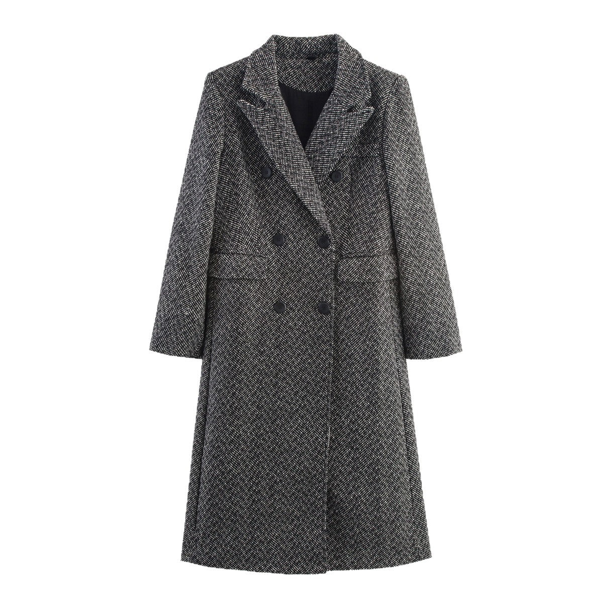 Womens British-style Commuter Herringbone Loose Wool Coat