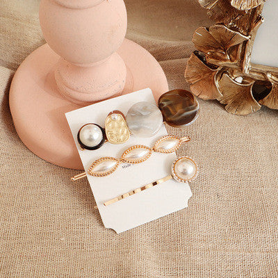 Vintage sweet pearl acetate bangs hairpin